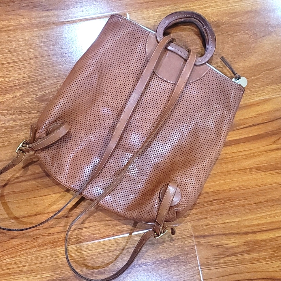 Clare V Tan Perforated Leather Backpack